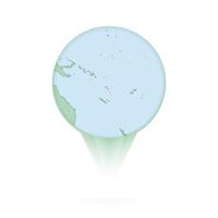 Vanuatu map, stylish location icon with Vanuatu map and flag. vector