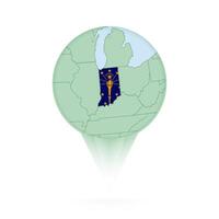 Indiana map, stylish location icon with Indiana map and flag. vector