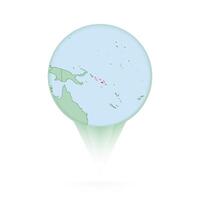 Solomon Islands map, stylish location icon with Solomon Islands map and flag. vector