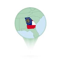 Georgia map, stylish location icon with Georgia map and flag. vector