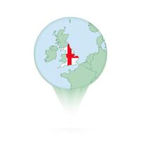 England map, stylish location icon with England map and flag. vector
