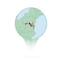 Maryland map, stylish location icon with Maryland map and flag. vector