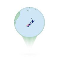 New Zealand map, stylish location icon with New Zealand map and flag. vector