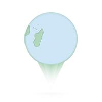 Mauritius map, stylish location icon with Mauritius map and flag. vector