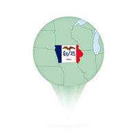 Iowa map, stylish location icon with Iowa map and flag. vector