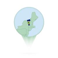 Vermont map, stylish location icon with Vermont map and flag. vector