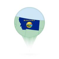 Montana map, stylish location icon with Montana map and flag. vector