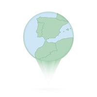 Gibraltar map, stylish location icon with Gibraltar map and flag. vector