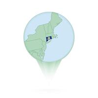 Connecticut map, stylish location icon with Connecticut map and flag. vector