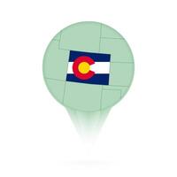 Colorado map, stylish location icon with Colorado map and flag. vector