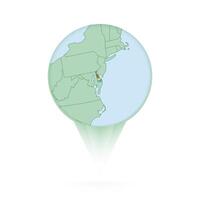 Delaware map, stylish location icon with Delaware map and flag. vector
