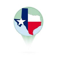 Texas map, stylish location icon with Texas map and flag. vector