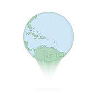 Puerto Rico map, stylish location icon with Puerto Rico map and flag. vector