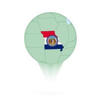 Missouri map, stylish location icon with Missouri map and flag. vector