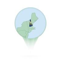 New Hampshire map, stylish location icon with New Hampshire map and flag. vector