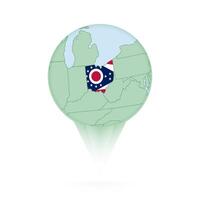 Ohio map, stylish location icon with Ohio map and flag. vector