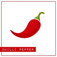Bright memory training card with colorful vegetable. Flat design isolated red color chilli pepper with shine and shade. illustration for vegetables market sign or organic product logo. vector