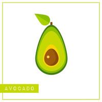 Bright memory training card with colorful vegetable. Flat design isolated vivid color avocado with shine and shade. illustration for healthy nutrition poster, vegetables market sign or kid game vector