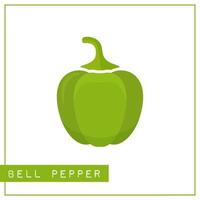 Bright memory training card with colorful vegetable. Flat design isolated green color bell pepper with shine and shade. illustration for organic product logo, preschool tests or child activity vector
