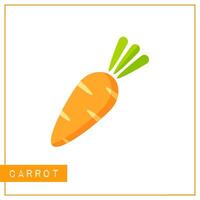 Bright memory training card with colorful vegetable. Flat design isolated orange color carrot with shine and shade. illustration for organic product logo, healthy nutrition poster or child game vector