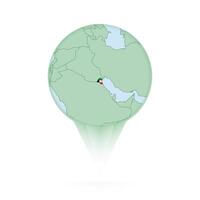 Kuwait map, stylish location icon with Kuwait map and flag. vector