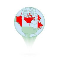 Canada map, stylish location icon with Canada map and flag. vector