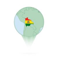 Bolivia map, stylish location icon with Bolivia map and flag. vector