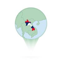 Laos map, stylish location icon with Laos map and flag. vector
