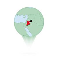 Jordan map, stylish location icon with Jordan map and flag. vector