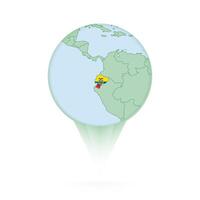 Ecuador map, stylish location icon with Ecuador map and flag. vector