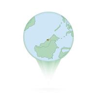 Brunei map, stylish location icon with Brunei map and flag. vector