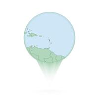 Dominica map, stylish location icon with Dominica map and flag. vector