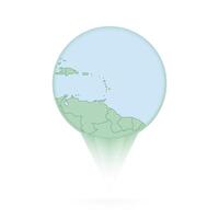 Barbados map, stylish location icon with Barbados map and flag. vector