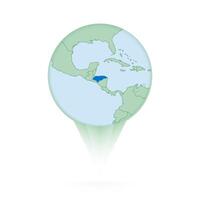 Honduras map, stylish location icon with Honduras map and flag. vector