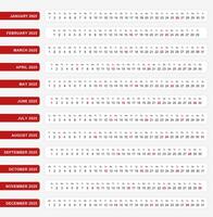 Horizontal one line calendar 2025, One line calendar template for you design. vector