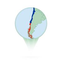 Chile map, stylish location icon with Chile map and flag. vector