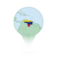Venezuela map, stylish location icon with Venezuela map and flag. vector