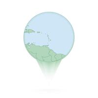 Saint Vincent and the Grenadines map, stylish location icon with Saint Vincent and the Grenadines map and flag. vector