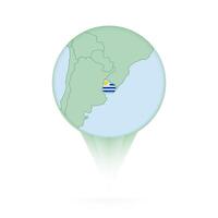 Uruguay map, stylish location icon with Uruguay map and flag. vector