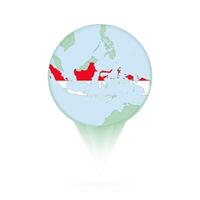 Indonesia map, stylish location icon with Indonesia map and flag. vector