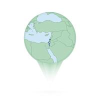Israel map, stylish location icon with Israel map and flag. vector