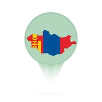 Mongolia map, stylish location icon with Mongolia map and flag. vector