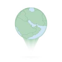 Bahrain map, stylish location icon with Bahrain map and flag. vector