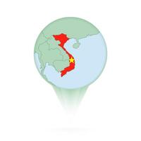 Vietnam map, stylish location icon with Vietnam map and flag. vector