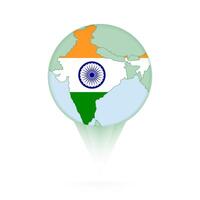 India map, stylish location icon with India map and flag. vector
