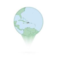 Dominican Republic map, stylish location icon with Dominican Republic map and flag. vector