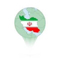 Iran map, stylish location icon with Iran map and flag. vector