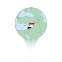 Syria map, stylish location icon with Syria map and flag. vector