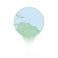 Trinidad and Tobago map, stylish location icon with Trinidad and Tobago map and flag. vector