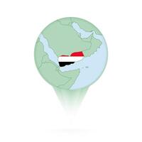 Yemen map, stylish location icon with Yemen map and flag. vector